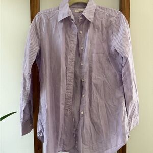 ANN MASHBURN Pink and Navy Striped Button Down Shirt